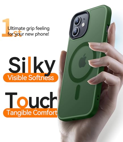 CANSHN Magnetic for iPhone 12 Case/iPhone 12 Pro Case, Deep Green | Translucent Matte, Compatible with MagSafe, Heavy Duty Protection, Scratch Resistant, Slim Fit, Pocket Friendly - color: Matte Magnetic & Deep Green