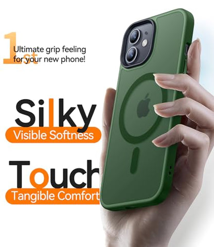 CANSHN Magnetic for iPhone 12 Case/iPhone 12 Pro Case, Deep Green | Translucent Matte, Compatible with MagSafe, Heavy Duty Protection, Scratch Resistant, Slim Fit, Pocket Friendly - color: Matte Magnetic & Deep Green