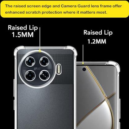 USTIYA Case for Tecno Spark 20 Pro+ Pro Plus Clear TPU Four Corners Military-Grade Protection Cover Transparent Soft funda