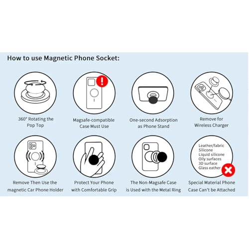 Magnetic Foldable Phone Grip Holder for Samsung Mount Socket Pocket for Magsafe iPhone 17 16 15 14 N52 Magnet Ring Finger Expanding Stand (Black Silvery)