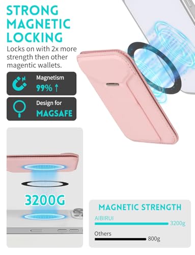 Cell Phone Wallet,Magsafe Wallet with Stand,Thin Wallet Lightweight - color: Pink