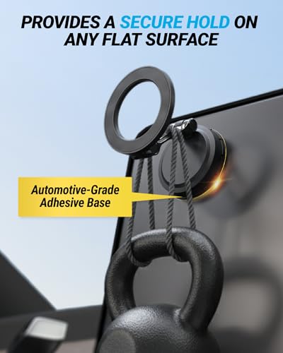 Scosche MagSafe Car Mount, Magnetic Phone Holder for Car Dashboard & Windshield with Foldable Arm, Adhesive Swivel Base with 360° Rotation, Compatible with iPhone 17/16/15/14/13/12 and PopSockets