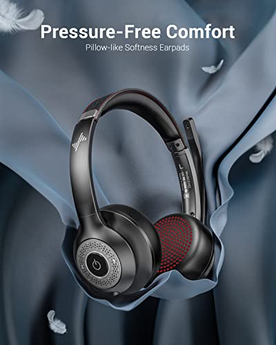 JIAMQISHI Wireless Headset with AI Noise Cancelling Microphone Bluetooth Headset - Bluetooth V5.2 Headphones with Mic Mute for Computer/Laptop/PC/iPhone/Android/Cell Phones (Without USB Dongle) - color: Dark
