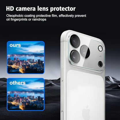 2+2 Pack compatible with iPhone 17 Pro Max Screen Protector Tempered Glass with Camera Lens Protector, Protection Film with Easy Installation Frame, 9H Hardness, Scratch Resistant, Case Friendly - size: iP17 Pro Max transparent