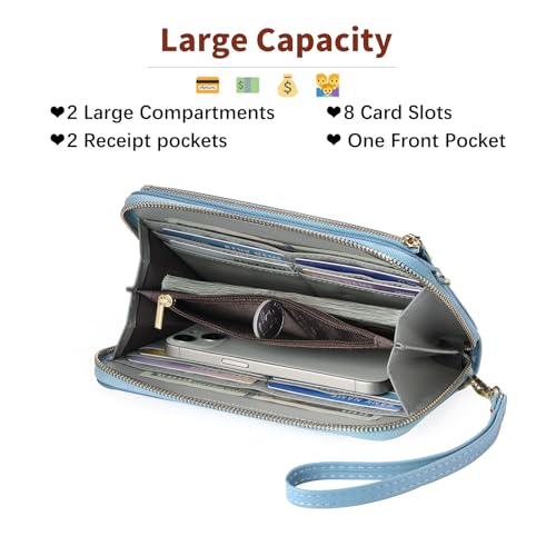 GOIACII Phone Purse Crossbody Bags for Women Small Travel Wallet Touch Screen RFID Blocking - color: A07 Blue