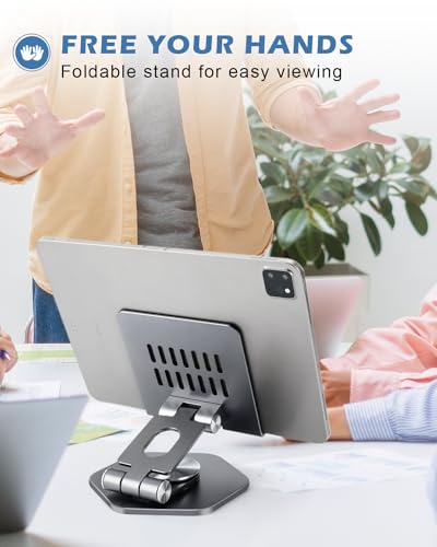 Tablet Stand, Aluminum Desktop Holder, Compatible with 5-12.9" iPad, Grey - color: Grey