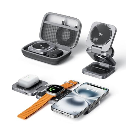 Qi2 MFi 3 in 1 Charging Station for Apple - color: Axiom Gray