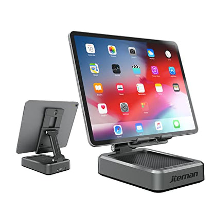 Jteman Wireless Bluetooth Speaker Tablet Stand, Adjustable with Bluetooth Speakers,Gifts for Women Men,Kitchen Gadget for Men,Compatible with Phones and Tablet (4.0-12.9'') - Graphite - color: Graphite