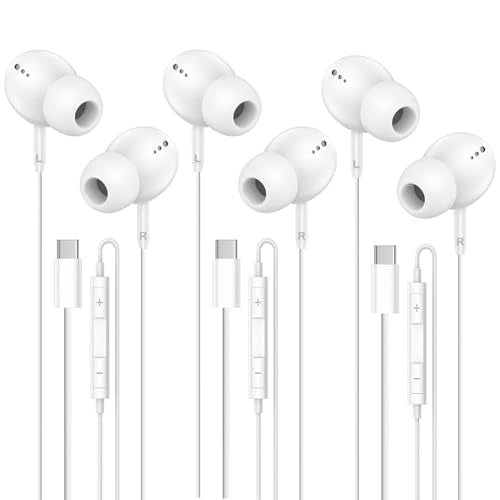 USB C Headphones with Microphone for iPhone 17 16 15 Pro Max,3 Pack