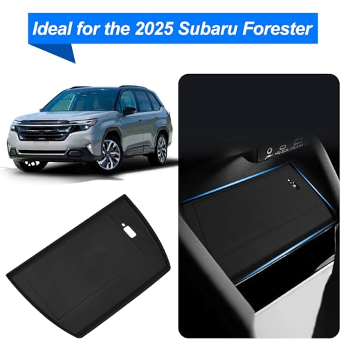 JSCARLIFE Center Console Wireless Charging Mat Compatible with 2025 S-ubaru Forester - Non-Slip Waterproof Silicone, Black Interior Accessories Protective Pad