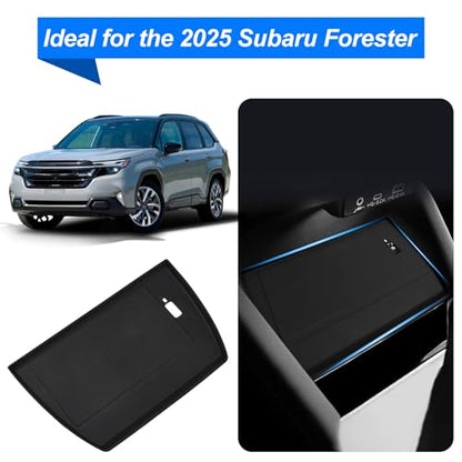 JSCARLIFE Center Console Wireless Charging Mat Compatible with 2025 S-ubaru Forester - Non-Slip Waterproof Silicone, Black Interior Accessories Protective Pad