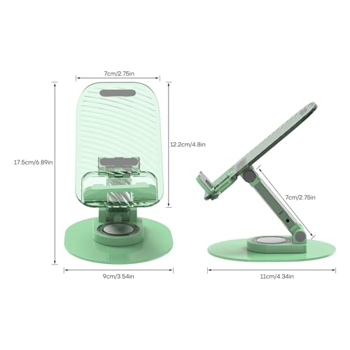 Foldable Desktop Phone Holder, Phone Holder on Desk Compatible with iPhone15, 14, 13 Pro Max Mini, Suitable for 3.5-12.9 inch Phones and Tablet Computer. (Green) - color: Green
