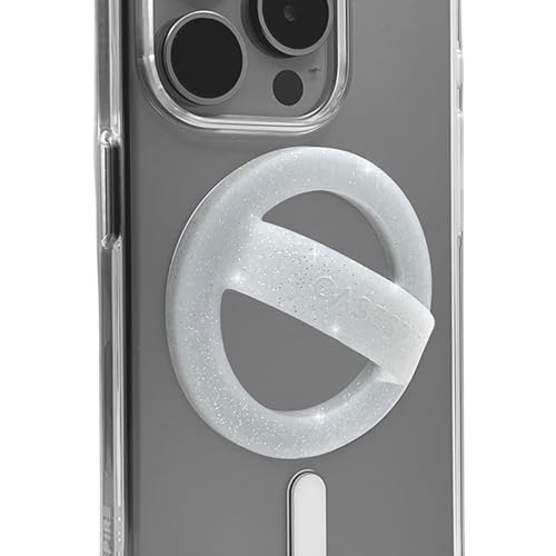 Magnetic Silicone Phone Grip Loop Holder for MagSafe iPhone Case - color: White Sparkle
