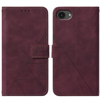Flip Wallet Case for iPhone 17e/16e, Wrist Strap, Red | Embossed PU Leather, Detachable Wrist Strap, Card Slots, TPU Inner, Cash Pocket, Magnetic Closure, Stand, Precise Cutouts - color: Red