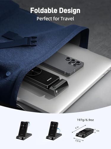 Magnetic Wireless Charger for Samsung, Charging Station for Galaxy S26 - color: Carbon Fiber Black
