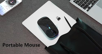 WREANU Wireless Bluetooth Mouse, Rechargeable Laptop Mice, Black Bright - color: Black Bright