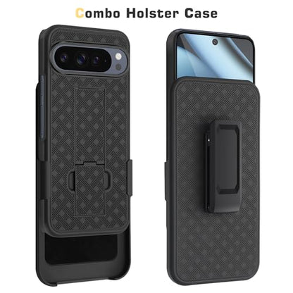 Fingic Compatible with Google Pixel 10 Pro/Pixel 10 Case Belt Clip Holster | Kickstand Combo Shell Swivel Holster Rugged Shockproof Antiscratch Protective for Google Pixel 10/ 10 Pro ( 6.3" 2025),Black