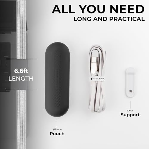 Rolling Square inCharge XL 200 cm - USB-C Cable, Universal Smartphone Cable, Gift for Men, 6-in-1 Universal Charger for Smartphones, Technical Gadget, White, Lightning Cable 100W - color: White
