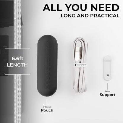 Rolling Square inCharge XL 200 cm - USB-C Cable, Universal Smartphone Cable, Gift for Men, 6-in-1 Universal Charger for Smartphones, Technical Gadget, White, Lightning Cable 100W - color: White