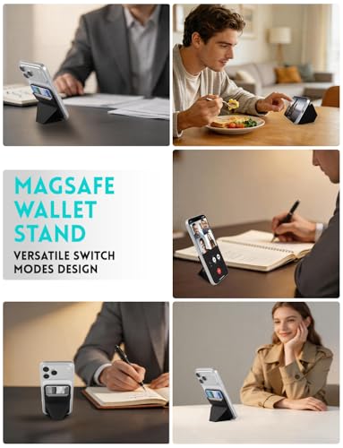 Cell Phone Wallet,Magnetic Wallet with Stand,Slim Card Holder - color: Black3