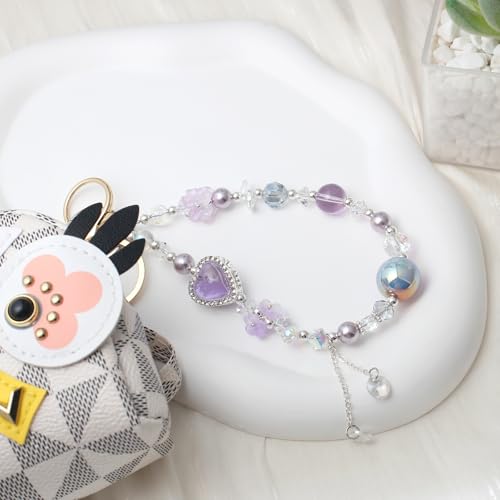 Beaded Phone Wrist Strap, Crystal Key chain Wristlet, Cute Purse Bag Charms - style: Style4