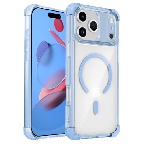 Magnetic Clear Case for iPhone 17 Pro Max Case Crystal Clear, [Anti-Yellowing][Military-Grade Protection], Shockproof Protective Bumper Cute Transparent Slim, Compatible with MagSafe, Clear Blue - color: Blue, size: for iPhone 17 Pro Max