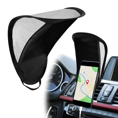 Car Mobile Phone Sunshade, Auto Portable Foldable Smartphone Umbrella Cover - color: Black+Sliver
