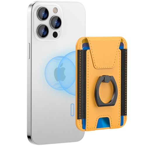 for Magsafe Wallet with Grip, 6-Card Holder; Stronger Magnetic Phone Wallet - color: Yellow
