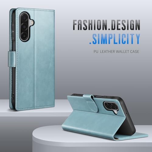 Wallet Case for Samsung Galaxy A17 5G, Sky Blue | RFID-Blocking Card Holder, Kickstand, Magnetic Closure, PU Leather Folio Flip Cover, Protective Women Men Cases - color: Sky Blue, size: SamsungGalaxy A17