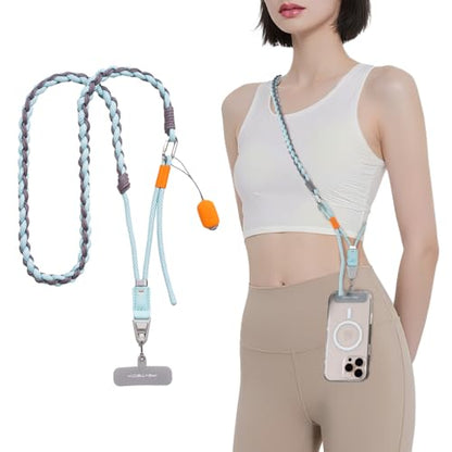 PGYTECH LinkGo Phone Strap, Quick Release Crossbody Lanyard & Lens Cloth - color: Braided-sea Blue