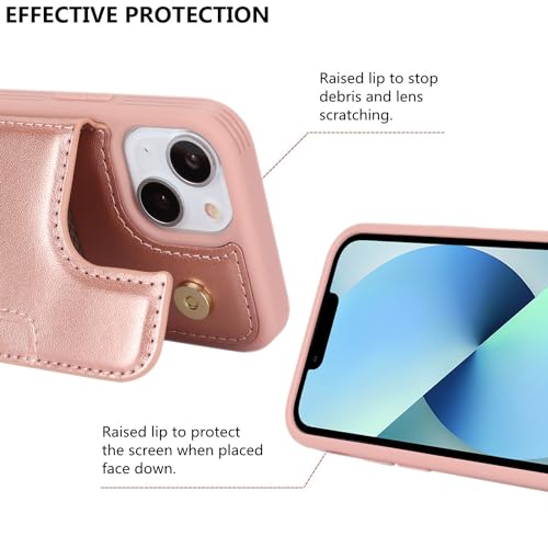 iCoverCase Compatible with iPhone 13 Mini Case with Card Holder, Wallet Phone Case for Women Men RFID Blocking PU Leather Protective Case 5.4 Inch (Rose Gold) - color: Rose Gold