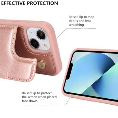 iCoverCase Compatible with iPhone 13 Mini Case with Card Holder, Wallet Phone Case for Women Men RFID Blocking PU Leather Protective Case 5.4 Inch (Rose Gold) - color: Rose Gold