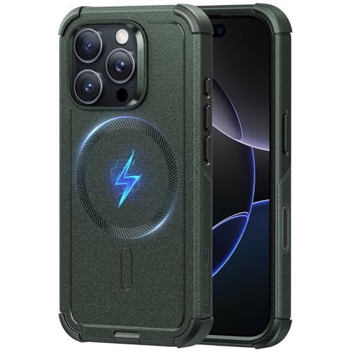 ESR for iPhone 16 Pro Case, for MagSafe, Rugged, Army Green | 7X Military-Grade Drop Protection, Magnetic Phone Case, Shock-Absorbing Rugged Cover, Dustproof Port Cover, Secure Grip - color: Green, size: iPhone 16 Pro 6.3 inch