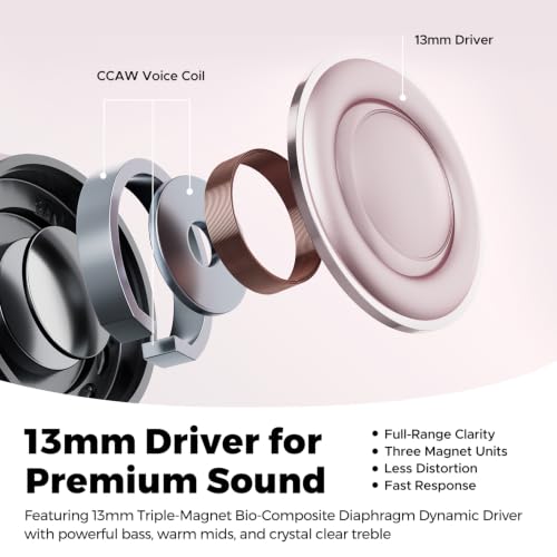 SoundPEATS Air6 HS LDAC Hi-Res Wireless Earbuds, Bluetooth 6.0, 13mm Driver - color: Pink
