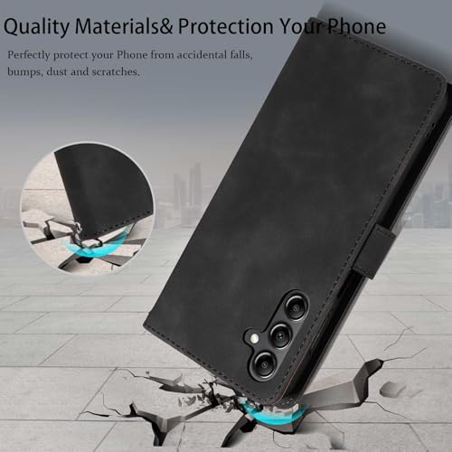 RFID Blocking for Samsung Galaxy S25 FE Case Wallet (Black) | 4 Card Slots, Soft PU Leather, TPU Inner Shell, Wrist Strap, Stand, Magnetic Folio Flip Cover, Shockproof Protective - color: Black