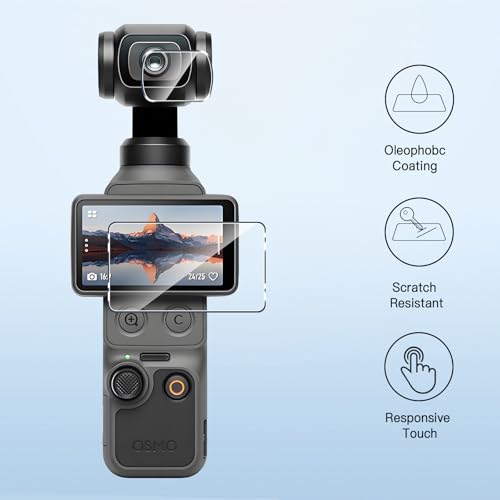 3+3 Pack for DJI Osmo Pocket 3/Pocket 4 Screen Protector + Camera Lens Protector, HD Clear Tempered Glass, Anti-fingerprint, Anti Scratch, Case Friendly for DJI Osmo Pocket 3 Tempered Glass - size: GH3+3-DJI Osmo Pocket 3-US