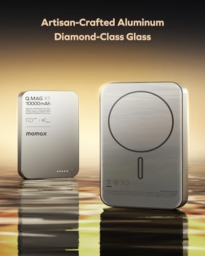 MOMAX Q.MAG Magnetic Power Bank, 0.5" Slim Slim Power Bank Fast Charging, 10000mAh for Magsafe Portable Charger for iPhone Air Battery Pack/17/Pro/Max/16/15/14/13/12 (No Lightning)
