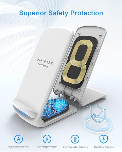 NANAMI Wireless Charger Stand 2 Pack, 10W Fast Desktop Charging Stand - color: Black&White, size: 2Pack