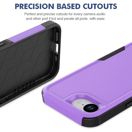 for iPhone 16E / iPhone 17E Case: Dual Layer Protective Heavy Duty Cell Phone Cover Shockproof Rugged with HD Screen Protector - Military Protection Bumper Tough - for iPhone 16E / iPhone 17E, Purple - color: Purple (PC) + Black (TPU)
