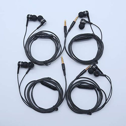 YNR 4 Pairs Wired Earbuds with Microphone & Volume Control, in Ear Earphones, Noise Islating High Definition, for 3.5mm Jack iPhone iPad iPod Samsung Google Devices (Black) - color: Black