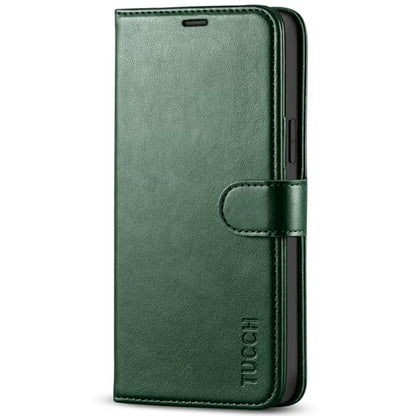 TUCCH Wallet Case for iPhone 12 Pro/12 (6.1") 2020, Flip Stand, Dark Green | RFID Blocking, 3 Card Holders, Kickstand, PU Leather, Shockproof TPU Shell, Magnetic Closure, Protective Folio Cover - color: Dark Green