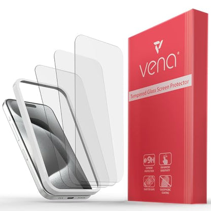 VENA for iPhone 15 Pro Max Tempered Glass Screen Protector - 3 Pack - color: Ultra Clear