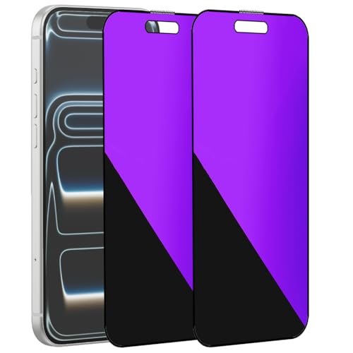 2 Pack 360 Degree Anti-blue Privacy Tempered Glass for iPhone 17 Pro Max Anti-Spy 4 Directions Screen Protector Film 6.9 inch - size: For iPhone 17 Pro Max