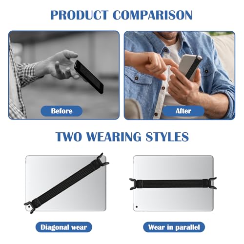 Universal Phone Tablet Hand Strap Holder for 5.2-11 Inch Devices, Adjustable Anti-Drop Elastic Grip Band, One Hand Operation Support for iPad Pro Air Mini Galaxy Tab Kindle eReaders (2 Pcs (L+S))