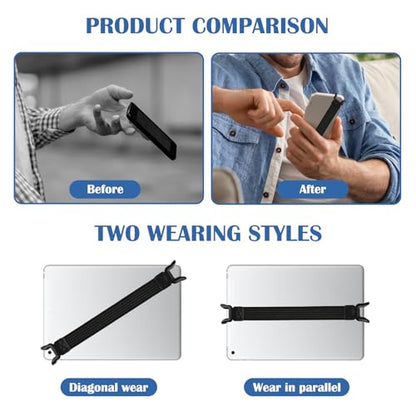 Universal Phone Tablet Hand Strap Holder for 5.2-11 Inch Devices, Adjustable Anti-Drop Elastic Grip Band, One Hand Operation Support for iPad Pro Air Mini Galaxy Tab Kindle eReaders (2 Pcs (L+S))