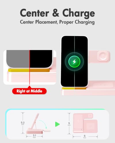 GETPALS Wireless Charger iPhone Charging Station for Apple Multiple Devices - color: Pink