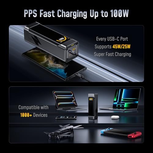 AOHI 170W 25200mAh Laptop Power Bank，Max 100W PD 3.0 Portable Fast Charger