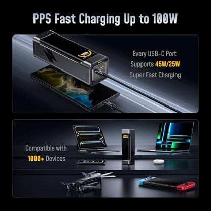 AOHI 170W 25200mAh Laptop Power Bank，Max 100W PD 3.0 Portable Fast Charger