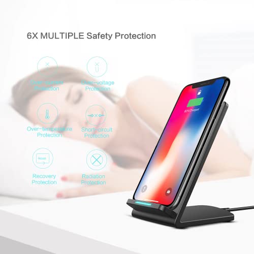 15W Fast Wireless Charging Stand | Qi Certified Charger Dock Station | Compatible with iPhone 14/13/12, 11/11 Pro Max/X/8, Samsung Galaxy S22 S21/S20/S10 Note 20/10 Qi-Enabled Phone