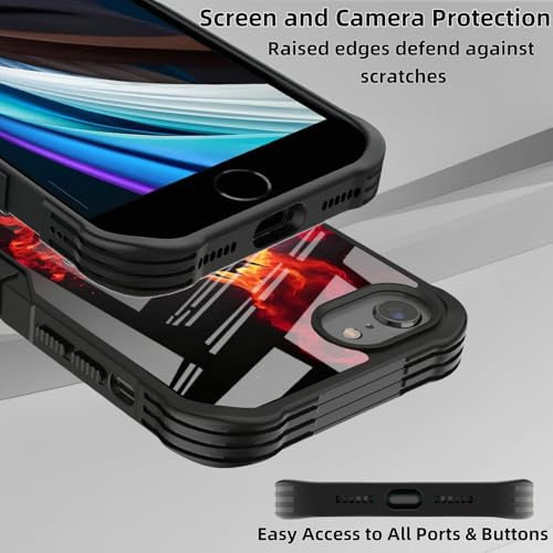 Protective Case Compatible with iPhone se 2022 2023 6/7/8 - Dragon | Hard PC Back Soft TPU Frame, Anti-Slip Shockproof, Stylish Printed Phone Cover Suitable for Men and Women - color: A Fiery Dragon